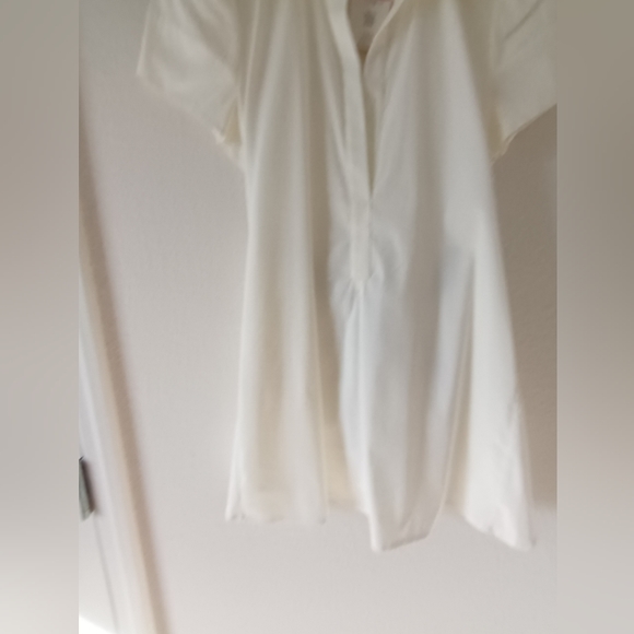 BCBG MAXAZRIA White Blouse With Black Ribbon Tie Back - Picture 6 of 7
